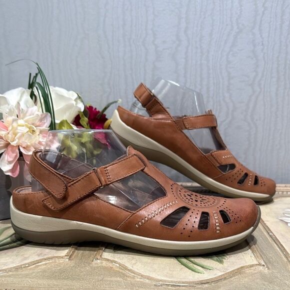 Earth Origins Kara Curie Closed Toe Leather Sandals Brown Women’s Sz 10 - Picture 13 of 13